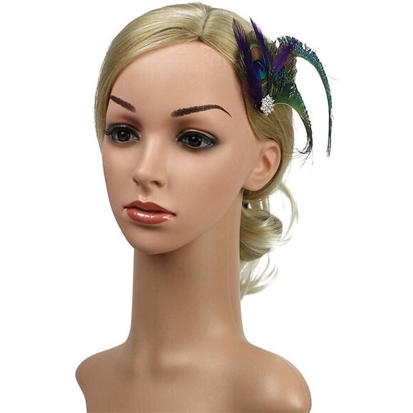 Peacock Feather Flapper Headband 1920s Art Deco Accessories for Women main image 4